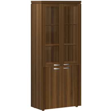 Шкаф широкий высокий четырехдверный со стеклом в деревянной раме Милан МЛ-2.0+МЛ-8.0+МЛ-8.3
