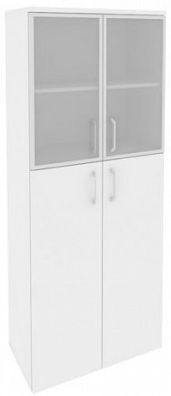 Шкаф высокий широкий (2 средних фасада ЛДСП + 2 низких фасада стекло в раме) Onix Direct O.ST-1.7R