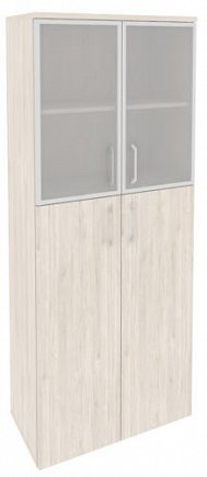 Шкаф высокий широкий (2 средних фасада ЛДСП + 2 низких фасада стекло в раме) Onix Direct O.ST-1.7R