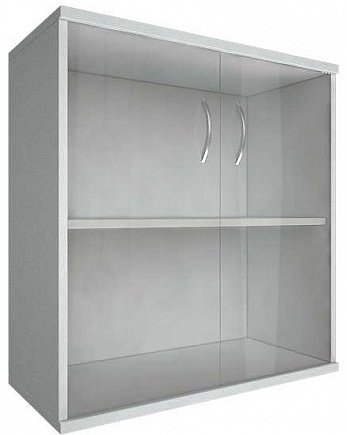 Шкаф широкий низкий закрытый со стеклом Slim System А.СТ-3.2