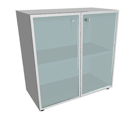Шкаф низкий, широкий, стекло белое, рама алюминий X8 IDEV86B А
