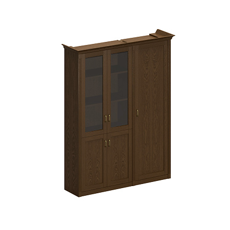 Шкаф высокий комбинированный (для одежды узкий + для документов со стеклянными дверями) Perseo ПС 344 ДМ
