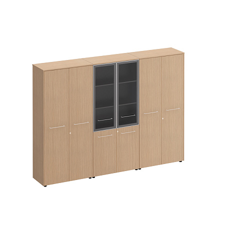 Шкаф комбинированный высокий (закрытый + стекло + одежда) Reventon МЕ 376