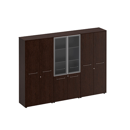 Шкаф комбинированный высокий (закрытый + стекло + одежда) Reventon МЕ 376