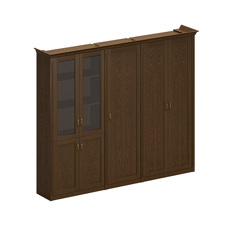 Шкаф высокий комбинированный (2 для документов 1 из 2 со стеклянными дверями + узкий для одежды) Perseo ПС 347 ДМ