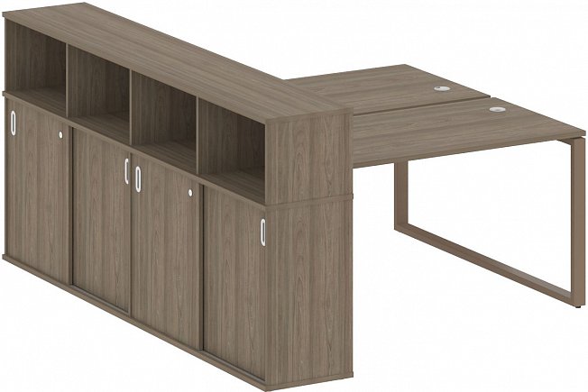 картинка Рабочая станция на О-образном м/к с опорным купе 171x233 см Metal System Quattro 4*4 40БО.РС-СШК-4.3