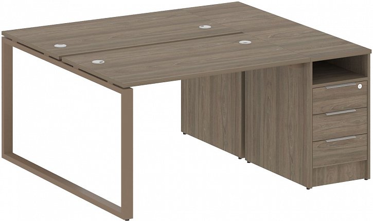 картинка Рабочая станция на О-образном м/к с опорной тумбой 161x147 см Metal System Quattro 4*4 40БО.РС-СТП-2.2