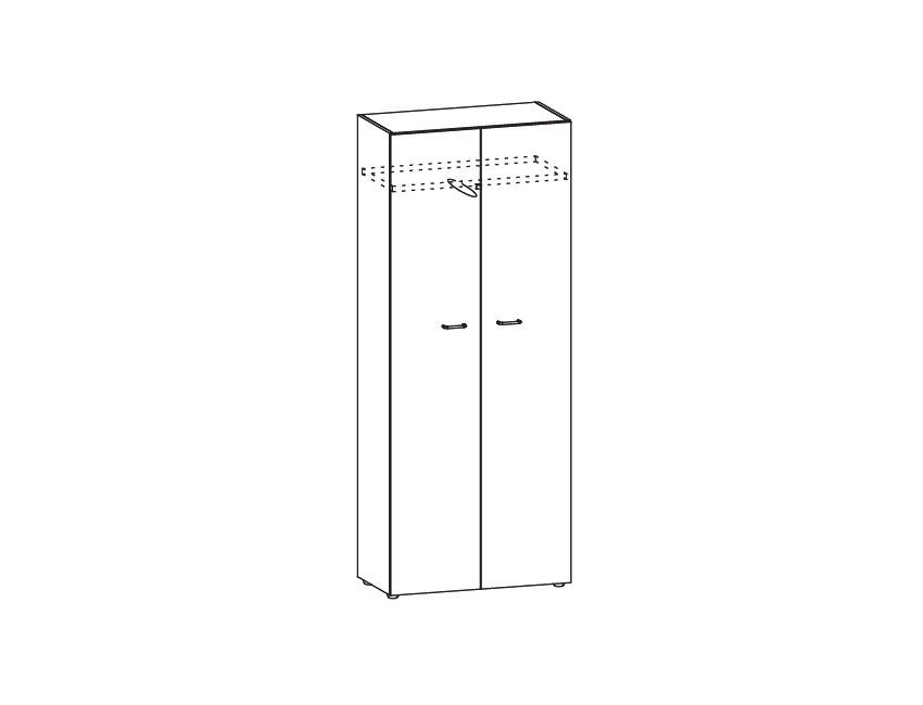 картинка Шкаф для одежды с белыми ручками T 45 IDEW86S