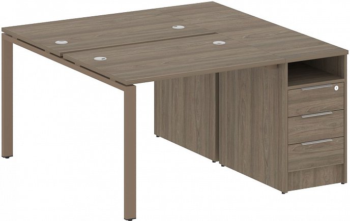 картинка Рабочая станция на П-образном м/к с опорной тумбой 141x147 см Metal System Quattro 4*4 40БП.РС-СТП-2.1