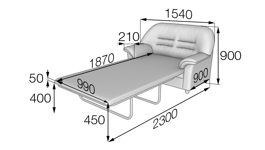 картинка Диван 2-местный раскладной Премьер  P2-r
