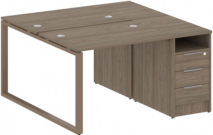 картинка Рабочая станция на О-образном м/к с опорной тумбой 141x147 см Metal System Quattro 4*4 40БО.РС-СТП-2.1
