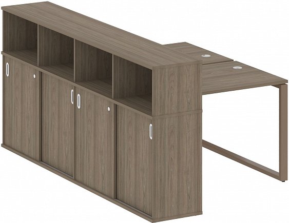 картинка Рабочая станция на О-образном м/к с опорным купе 141x233 см Metal System Quattro 4*4 40БО.РС-СШК-4.1