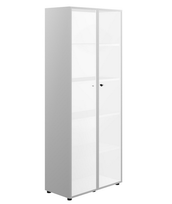 картинка Шкаф высокий 2 двери стекло белое матовое рама хром X8 IDEV86S L