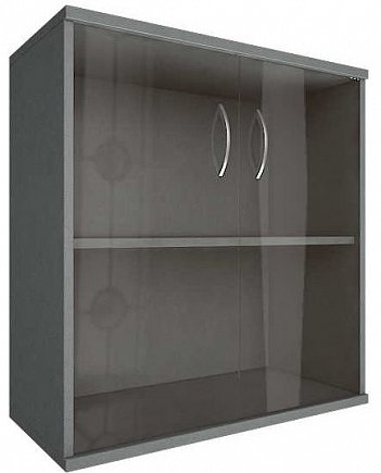 Шкаф широкий низкий закрытый со стеклом Slim System А.СТ-3.2