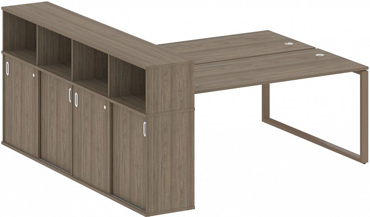картинка Рабочая станция на О-образном м/к с опорным купе 221x233 см Metal System Quattro 4*4 40БО.РС-СШК-4.5
