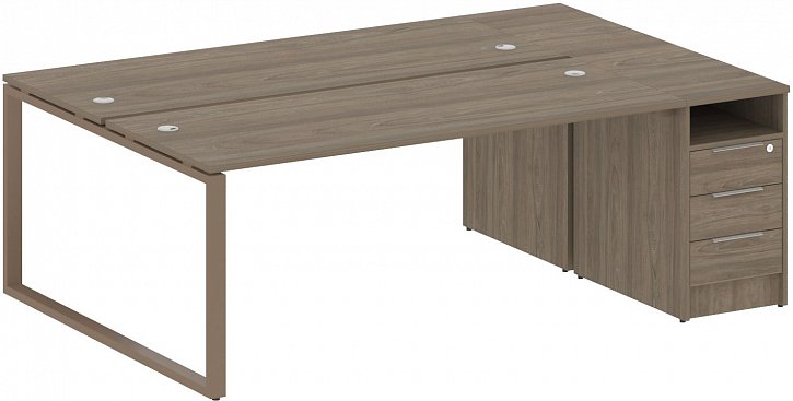 картинка Рабочая станция на О-образном м/к с опорной тумбой 221x147 см Metal System Quattro 4*4 40БО.РС-СТП-2.5