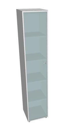 картинка Шкаф высокий, узкий, стекло белое, рама хром X8 IDEV43S L/IDEZ43S L