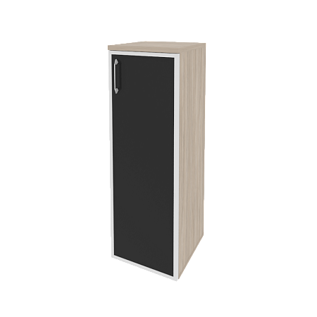 Шкаф офисный средний узкий правый (1 средний фасад стекло лакобель в раме) Оникс (ONIX) O.SU-2.4R(R) white/black