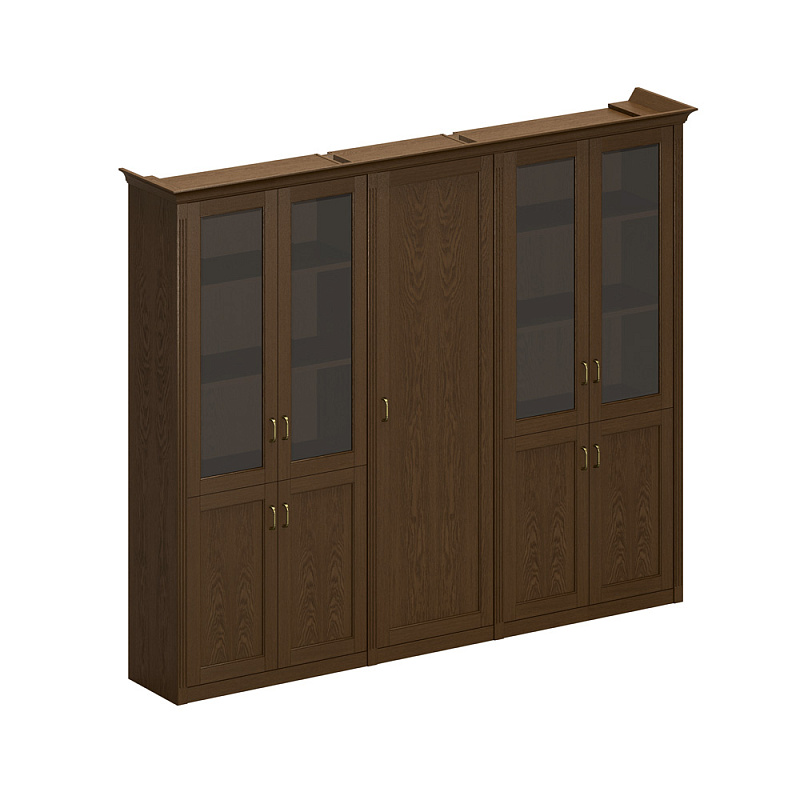 картинка Шкаф высокий комбинированный (2 для документов со стеклянными дверями + узкий для одежды) Perseo ПС 346 ДМ