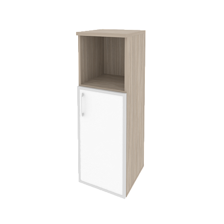 Шкаф офисный средний узкий правый (1 низкий фасад стекло лакобель в раме) Оникс (ONIX) O.SU-2.2R(R) white/black