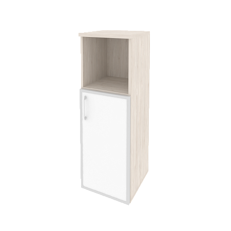 Шкаф офисный средний узкий правый (1 низкий фасад стекло лакобель в раме) Оникс (ONIX) O.SU-2.2R(R) white/black