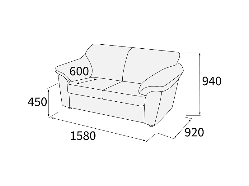 картинка Диван 2-х местный Афина Д2
