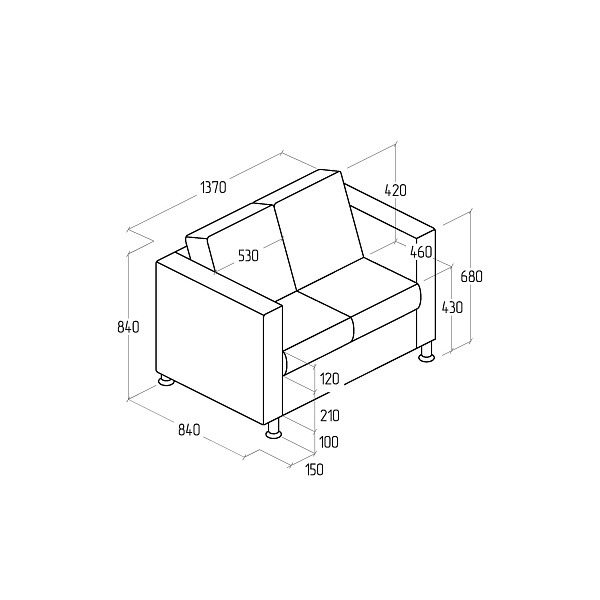 картинка Диван Everprof Felix двухместный EV-FL.02