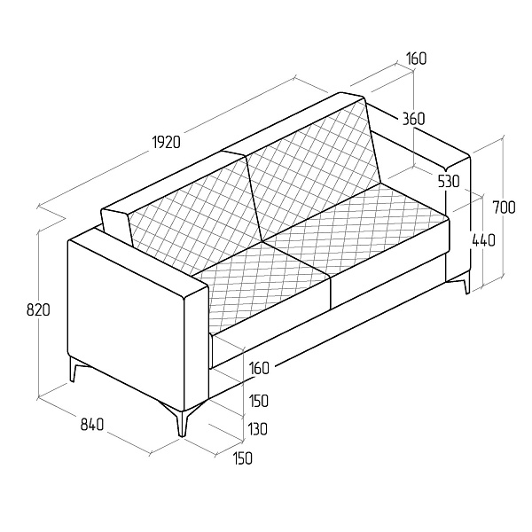картинка Диван Everprof Aston трехместный EV-AT-03