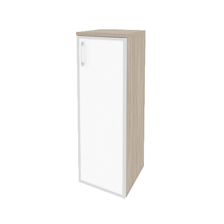 Шкаф офисный средний узкий правый (1 средний фасад стекло лакобель в раме) Оникс (ONIX) O.SU-2.4R(R) white/black