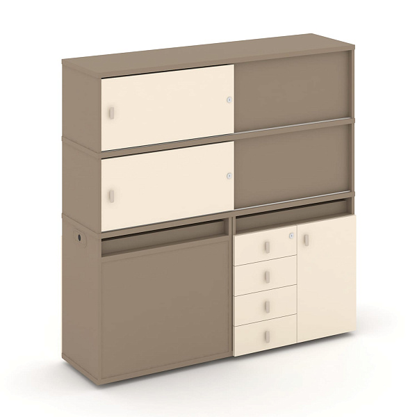 картинка Тумба двойная + высокая надставка Estetica ES.NB.2V-25