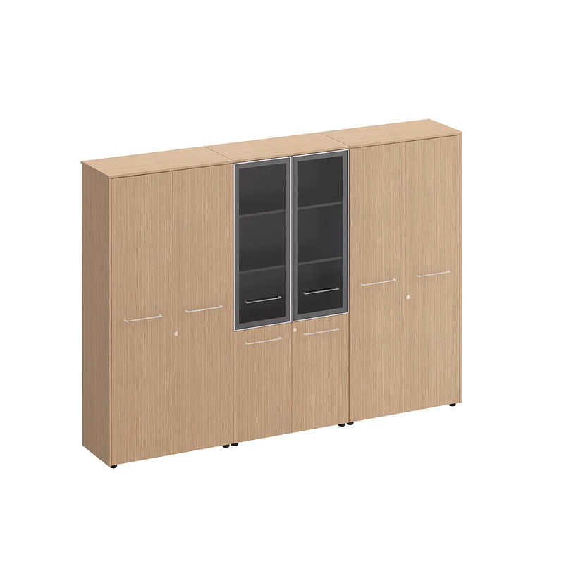 картинка Шкаф комбинированный высокий (закрытый + стекло + одежда) Reventon МЕ 376