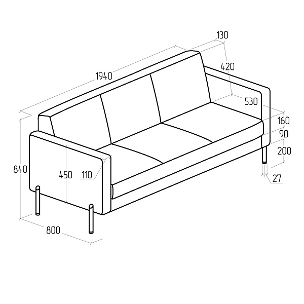 картинка Диван Everprof Dexter трехместный EV-DX-03