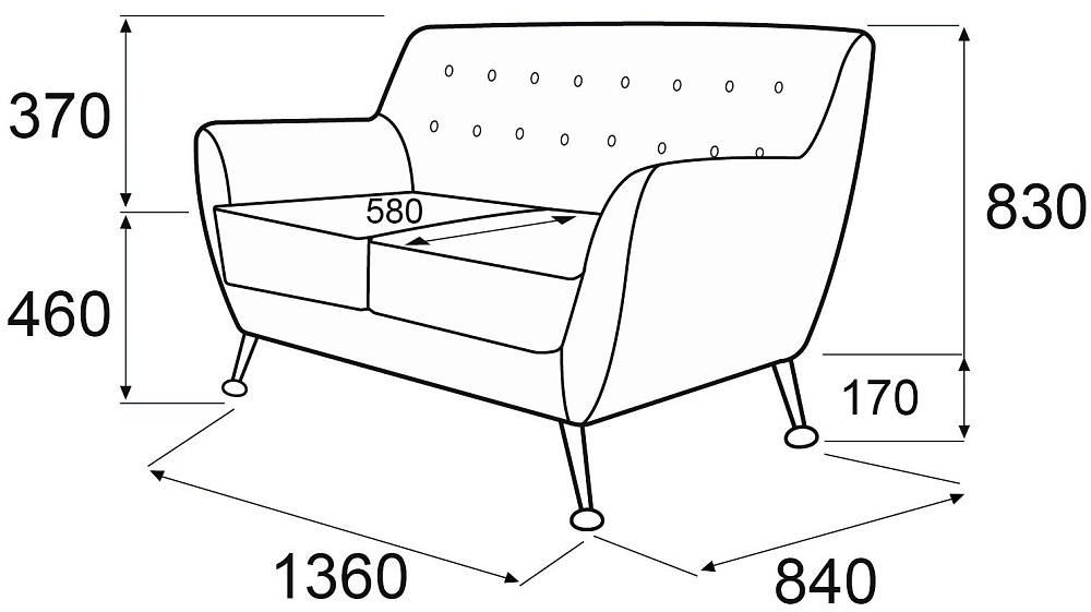 картинка Диван 2-х местный Троя Д2