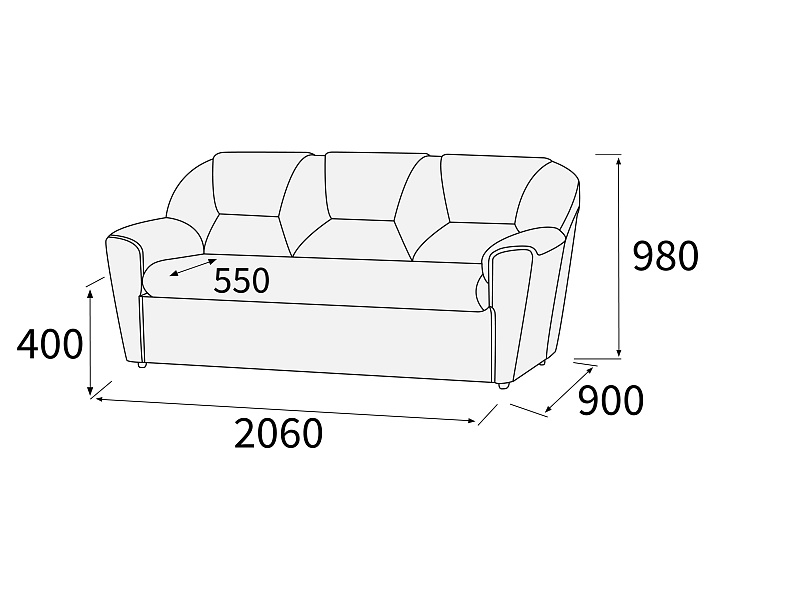 картинка Диван 3-х местный Дельта-лайт Д3