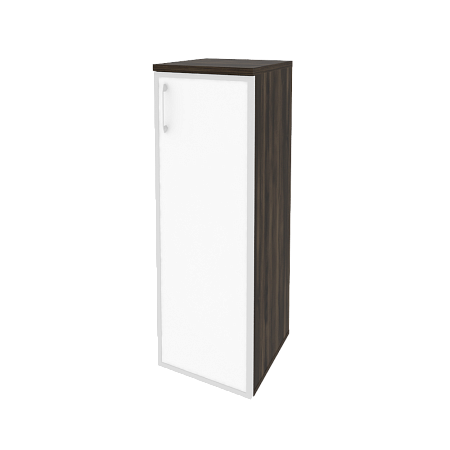 Шкаф офисный средний узкий правый (1 средний фасад стекло лакобель в раме) Оникс (ONIX) O.SU-2.4R(R) white/black