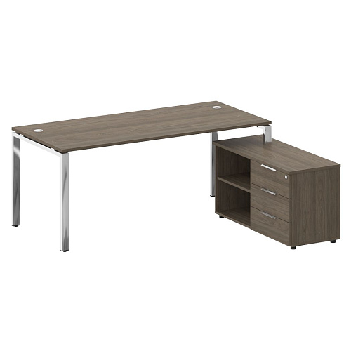 Стол рабочий руководителя с опорной тумбой правый 190x162 см Metal System БГ.СРТ-5.8 Пр