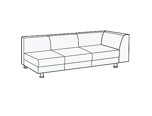 Модуль 3-х местный с правым подлокотником Омега-люкс 3Пр