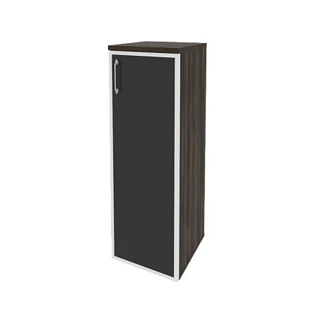 Шкаф офисный средний узкий правый (1 средний фасад стекло лакобель в раме) Оникс (ONIX) O.SU-2.4R(R) white/black