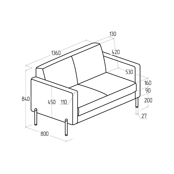 картинка Диван Everprof Dexter двухместный EV-DX-02