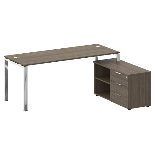 Стол рабочий руководителя с опорной тумбой правый 190x152 см Metal System БГ.СРТ-5.7 Пр