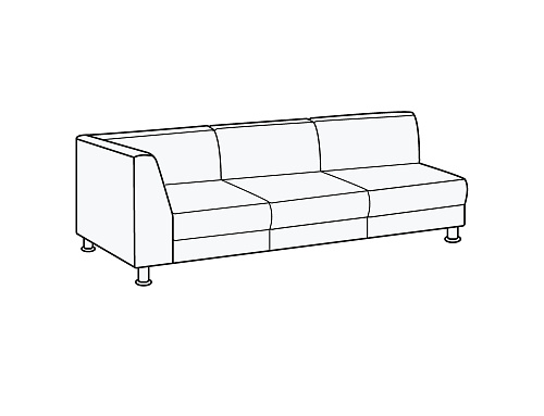 Модуль 3-х местный с левым подлокотником Омега-люкс 3Лев