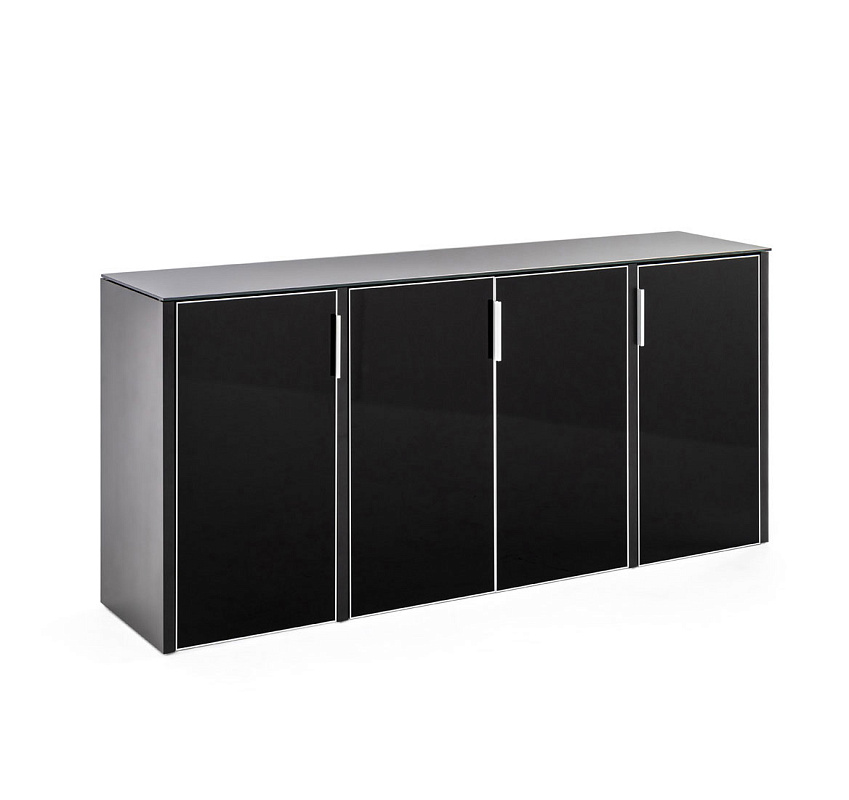 картинка Шкаф низкий 4 дв. GALA NEWCRE4/899 CRVt BLACK GLASS