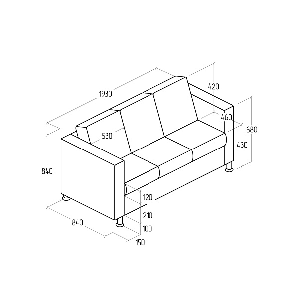 картинка Диван Everprof Felix трехместный EV-FL.03