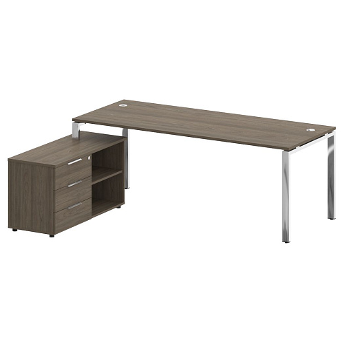 Стол рабочий руководителя с опорной тумбой левый 210x162 см Metal System БГ.СРТ-6.8 Л