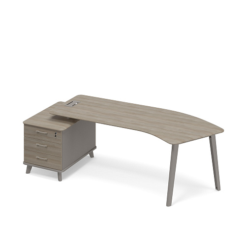 Стол руководителя левый эргономичный на тумбе малой тип 5 Time ТМ М1 131 МП ВЛ ВЛ