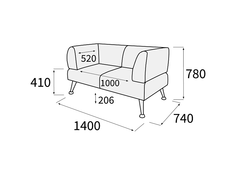 картинка Диван 2-х местный Вейт Д2