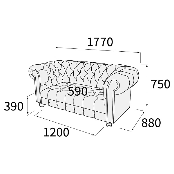 картинка Диван 2-х местный Альфа Честерон Д2