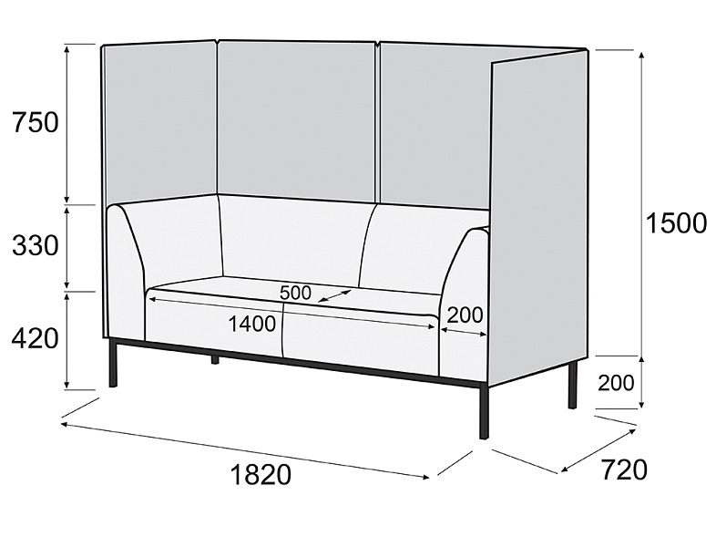 картинка Диван 3-х местный Ультра Купе Д3К