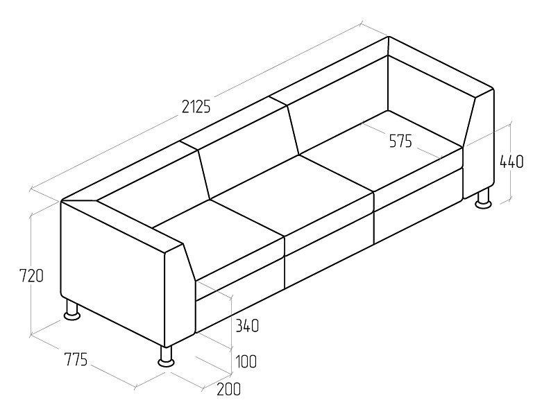 картинка Диван Everprof Monro трехместный EV-MN-P.03