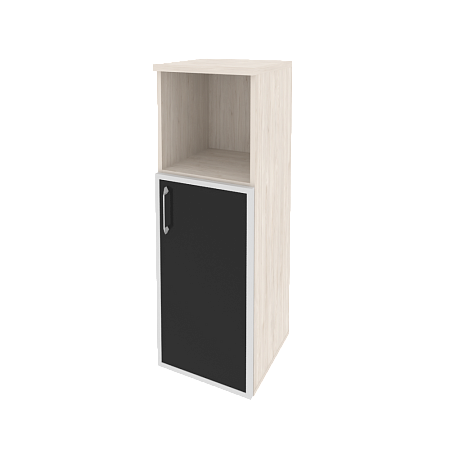 Шкаф офисный средний узкий правый (1 низкий фасад стекло лакобель в раме) Оникс (ONIX) O.SU-2.2R(R) white/black